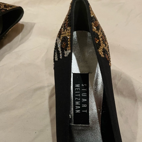 Stuart Weitzman Tigereye Black Peau Heels - Picture 6 of 10